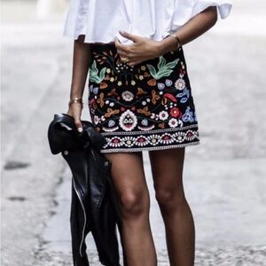 Zara NWT size large embroidered beautiful skirt Large but fits like a small